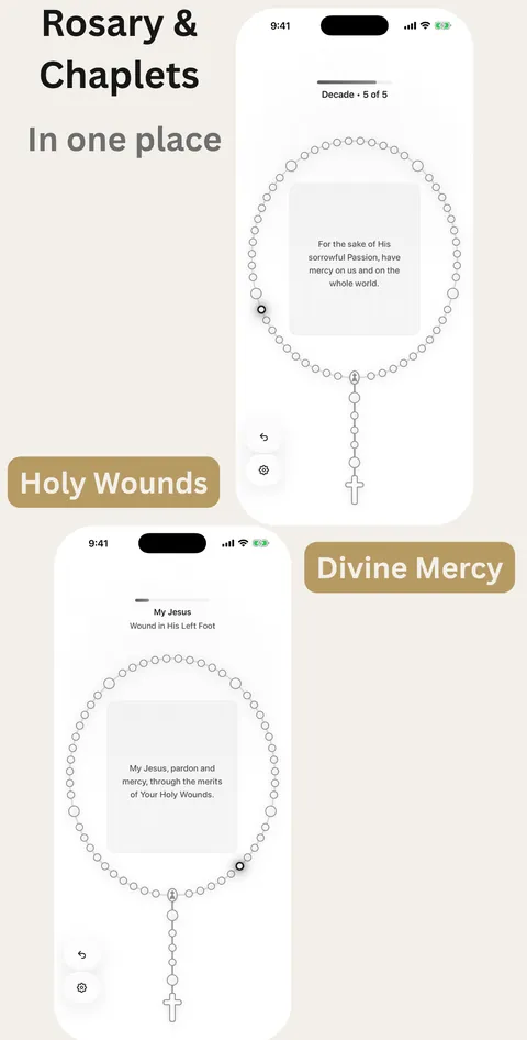 Marian’s Rosary, Divine Mercy Chaplet and Holy Wounds Chaplet prayer screens
